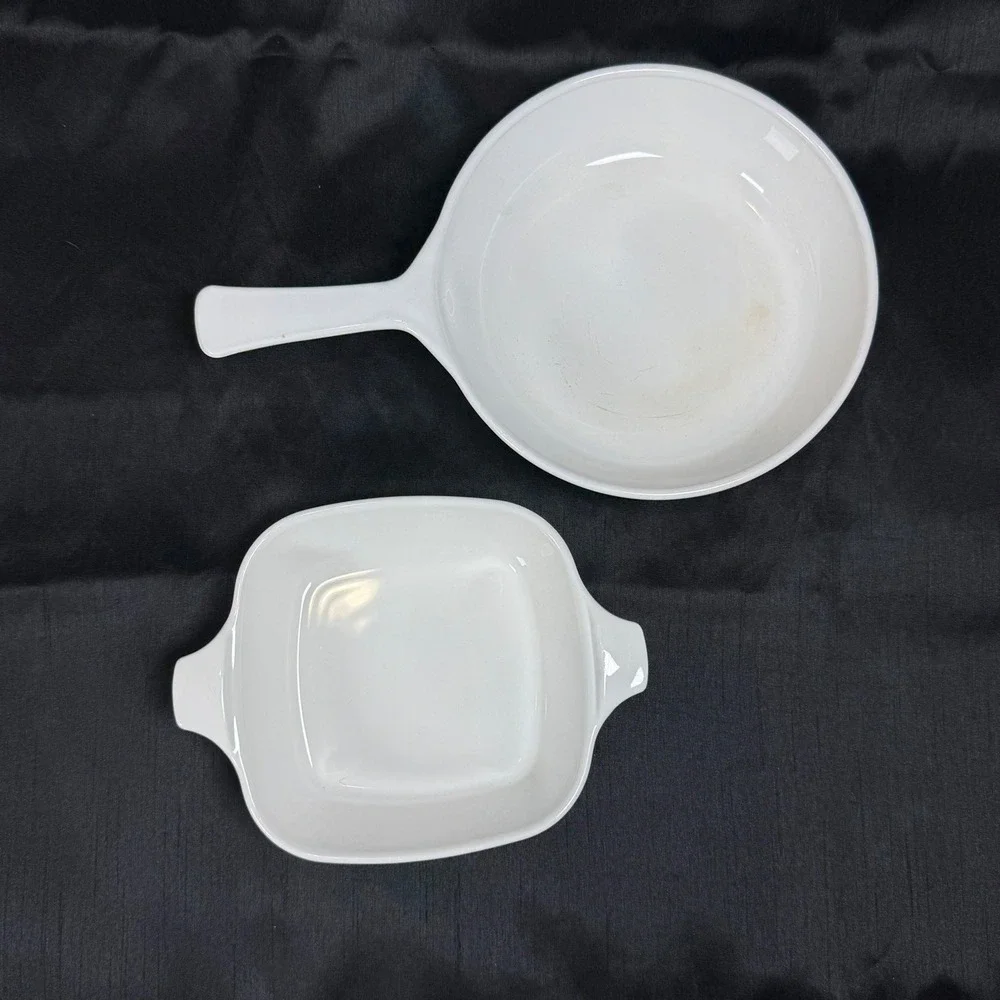 Vintage Corning Ware Blue Cornflower P-41 Petite Pan and White Skillet Set